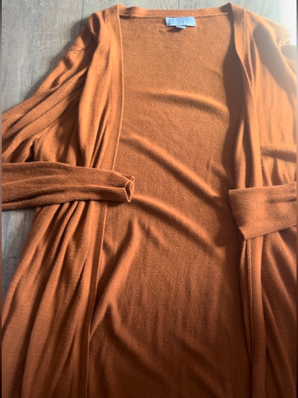 Joseph A Rust Orange Open-Front Knit Cardigan